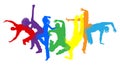 Dancers Silhouette Street Dance Poses Silhouettes Royalty Free Stock Photo