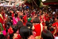 Dancers of Teej festival, Durbar Square, Kathmandu, Nepal