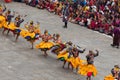 Dancers at Tshechu religious festival in Paro fortress, Bhutan