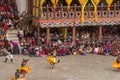 Dancers at Tshechu religious festival in Paro fortress, Bhutan Royalty Free Stock Photo