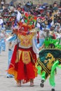 Dancers in typical costumes of devils, angels, Chinese and brunettes celebrate the festival of the Virgen de la Candelaria.