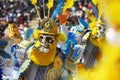 Dancers in typical costumes of devils, angels, Chinese and brunettes celebrate the festival of the Virgen de la Candelaria.