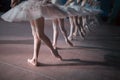 Dancers in white tutu synchronized dancing