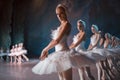 Dancers in white tutu synchronized dancing Royalty Free Stock Photo