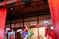 Dancing actresses of Oiran Show Geisha Showat Noboribetsu Date Judaimura history theme park highlighting the Edo Period