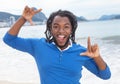 Dancing african american guy with dreadlocks Royalty Free Stock Photo