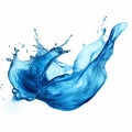 Dancing Aqua Symphony: Stunning Isolated Blue Water Splash on a Pristine White Canvas