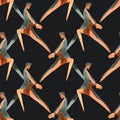 Dancing as a hobby for adults. ProAm in a dance studio. Seamless watercolor pattern for textile and fabric design for Royalty Free Stock Photo