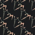 Dancing as a hobby for adults. ProAm in a dance studio. Seamless watercolor pattern for textile and fabric design for Royalty Free Stock Photo