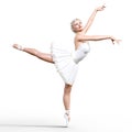 3D ballerina in white tutu.