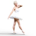 3D ballerina in white tutu.