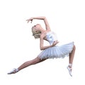 Dancing ballerina 3D. White ballet tutu. Royalty Free Stock Photo