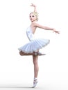 Dancing ballerina 3D. White ballet tutu. Royalty Free Stock Photo