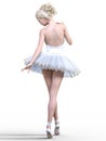 Dancing ballerina 3D. White ballet tutu. Royalty Free Stock Photo