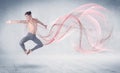 Dancing ballet performance artist with abstract swirl Royalty Free Stock Photo