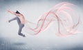 Dancing ballet performance artist with abstract swirl Royalty Free Stock Photo