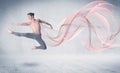 Dancing ballet performance artist with abstract swirl Royalty Free Stock Photo