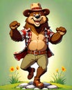 Dancing bear flowers happy personal attitude