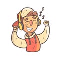 Dancing Boy In Cap And College Jacket Hand Drawn Emoji Cool Outlined Portrait Royalty Free Stock Photo