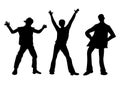 Dancing boys silhouette.Vector illustration of young boys. Royalty Free Stock Photo