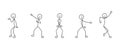Dancing cartoon icons set of sketch people stick figure, scenes.
