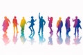 People party kid joy disco design group silhouettes shadow fun background dancing colourful Royalty Free Stock Photo