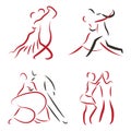 Dancing couple logo set. Royalty Free Stock Photo