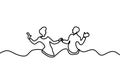 Dancing couple one line drawing. Vector man and woman in love doing dance. Minimalism art hand drawn continuous single lineart