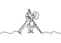 Dancing couple one line drawing. Vector man and woman in love doing dance. Minimalism art