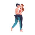 Dancing Couple Performing Dance at Choreography Class Vector Illustration