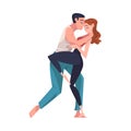 Dancing Couple Performing Dance at Choreography Class Vector Illustration