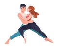 Dancing Couple Performing Dance at Choreography Class Vector Illustration