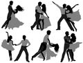 Dancing couple silhouettes