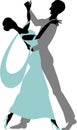 Dancing couple silhouettes Royalty Free Stock Photo