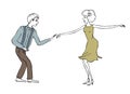 Dancing couple vintage illustration