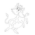 Dancing Cow. Cheerful cartoon character cow.