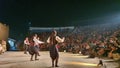 Dancing Cyprus traditional dances during a performance in Nicosia Cyprus