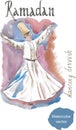 Dancing dervish watercolor Royalty Free Stock Photo