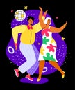Dancing at the disco - colorful flat design style illustration