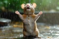 Dancing in the Droplets: Close-Up of a Happy Hamster in the Wild