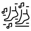 Dancing feet icon, outline style