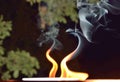 Dancing flames and whirling smoke Royalty Free Stock Photo