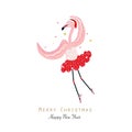Dancing Flamingo. Happy new year and Merry Christmas greeting card Royalty Free Stock Photo