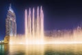 The dancing fountain Burj Khalifa in Dubai, UAE Royalty Free Stock Photo