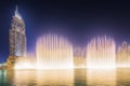 The dancing fountain Burj Khalifa in Dubai, UAE Royalty Free Stock Photo