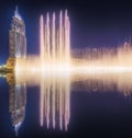 The dancing fountain Burj Khalifa in Dubai, UAE