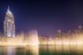 The dancing fountain Burj Khalifa in Dubai, UAE