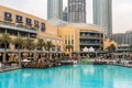 The dancing fountain and The Dubai Mall, the worldÃ¢â¬â¢s largest destination for shopping, entertainment and leisure located next to