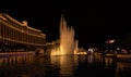Dancing fountain in Las Vegas, incredibly beautiful water show, night city, the most colorful city in the USA