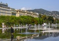 Dancing fountains at Promenade du pailon, Nice France Royalty Free Stock Photo